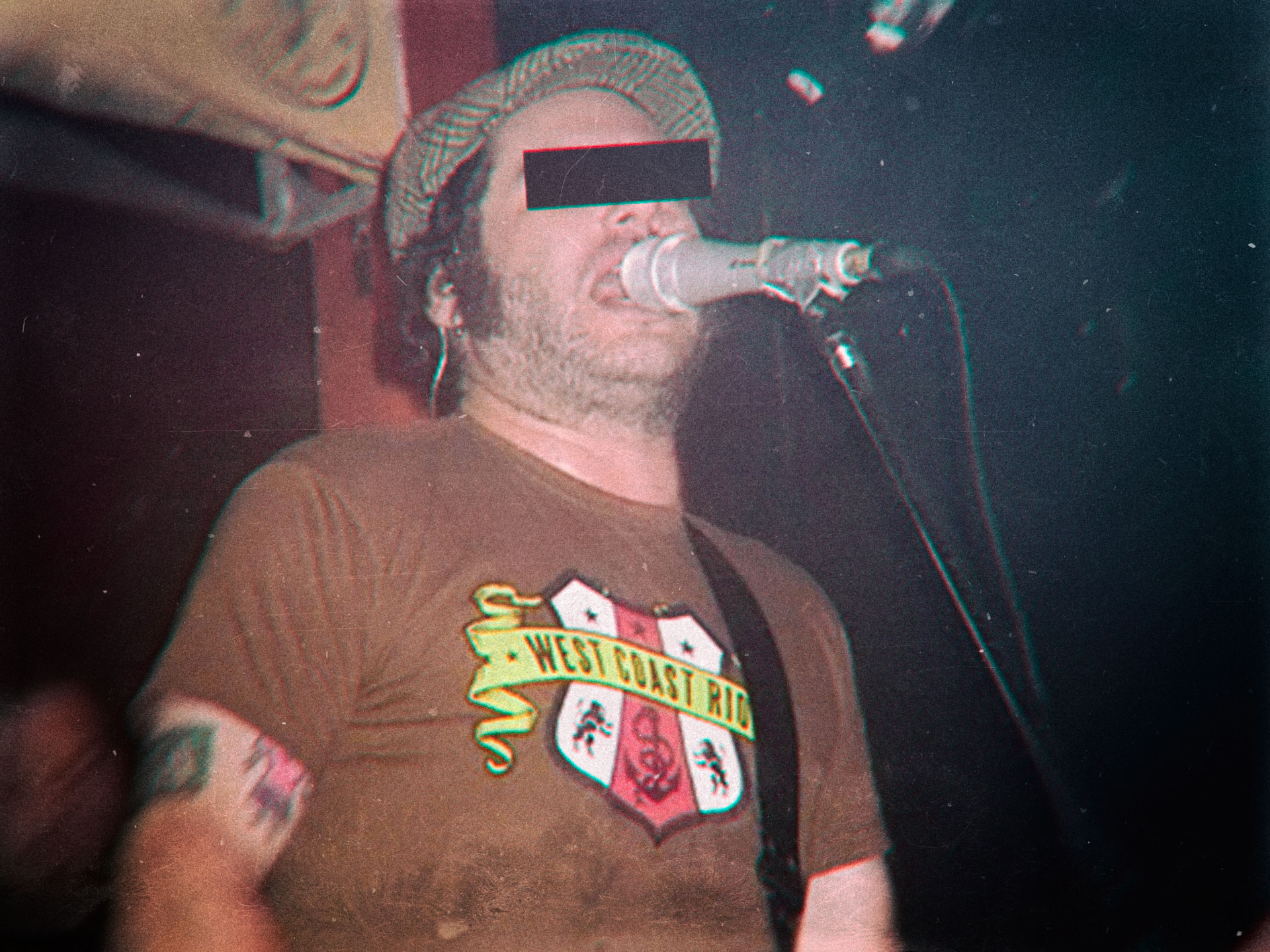 Fat Mike in a West Coast Riot t-shirt